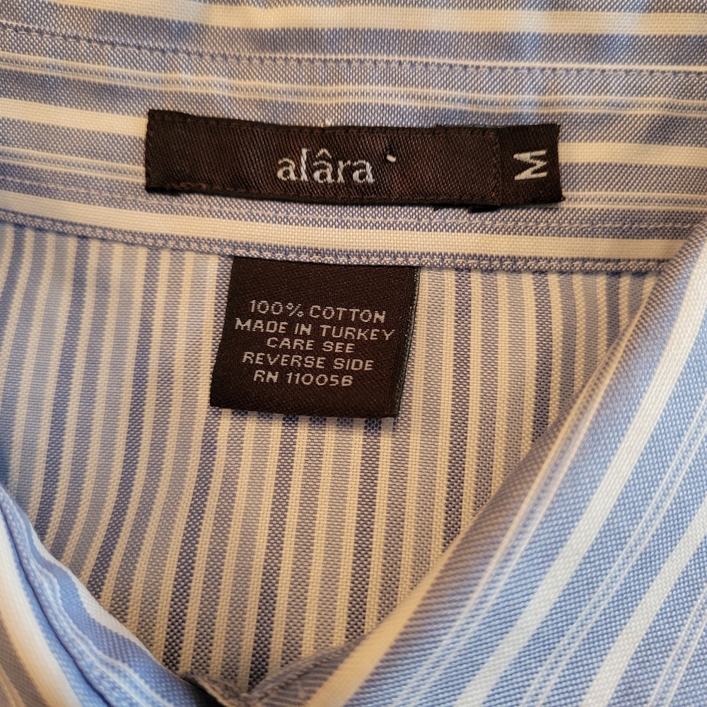 Alara Blue Striped Button Down Long Sleeve Shirt - Picture 9 of 12